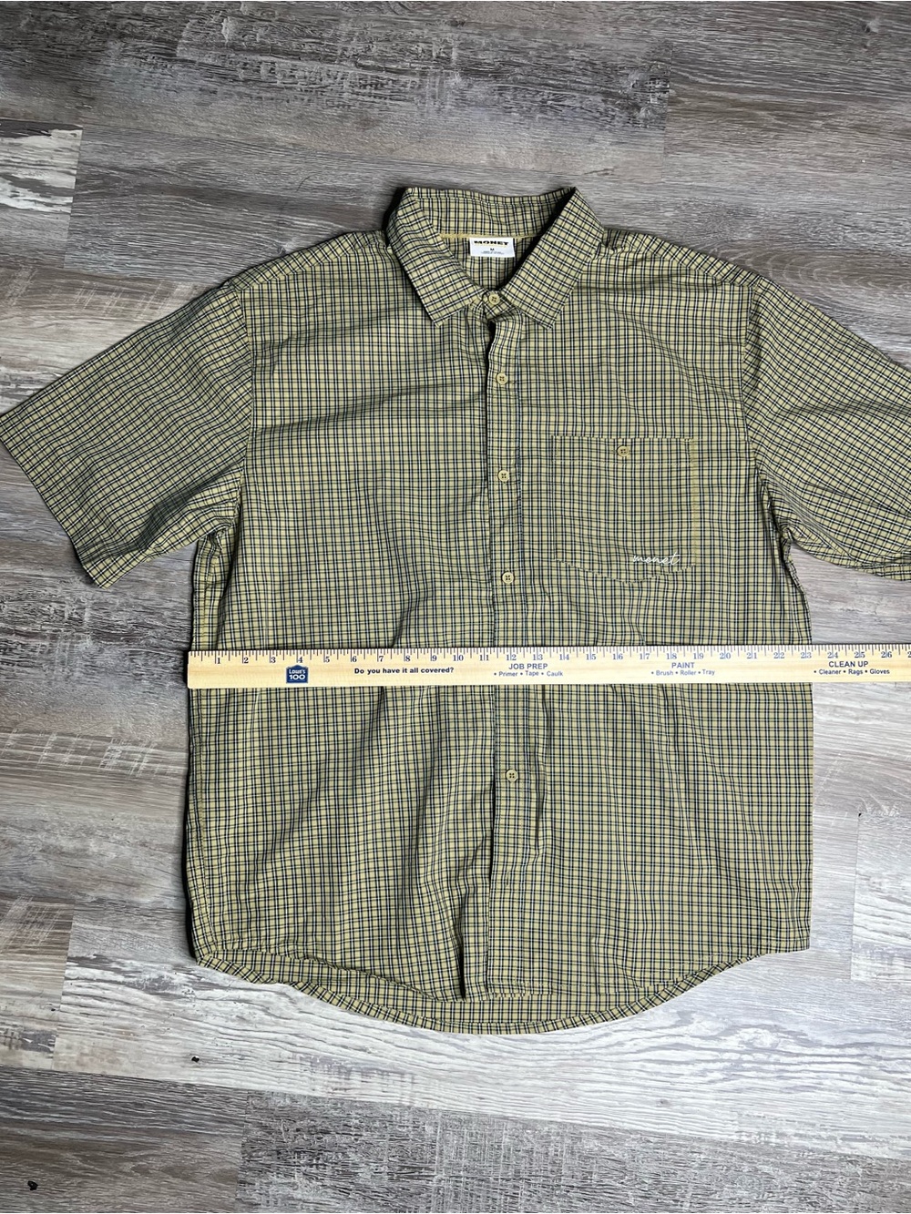 Monet Olive and Yellow Plaid Short-Sleeve Button-Down Shirt